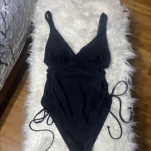 Cute black hip tie one piece
